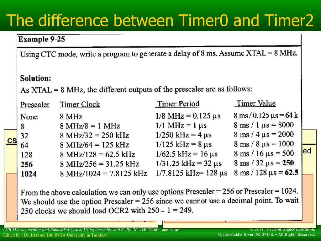 The difference between Timer0 and Timer2