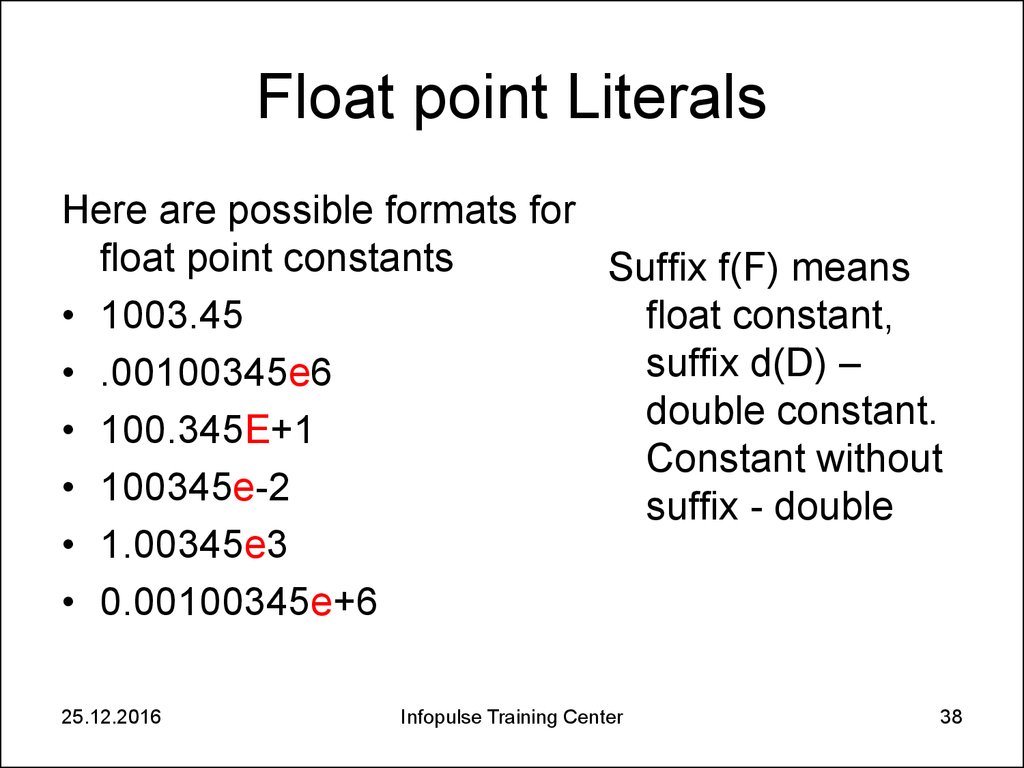 Float point Literals