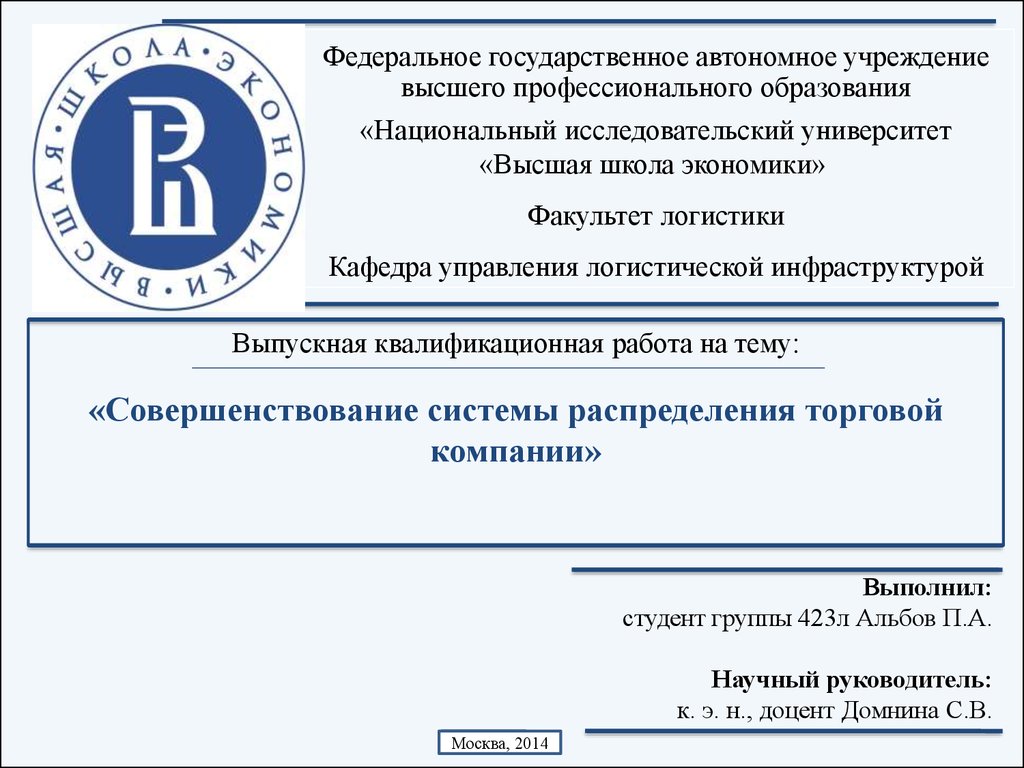 Шаблон презентации для вкр