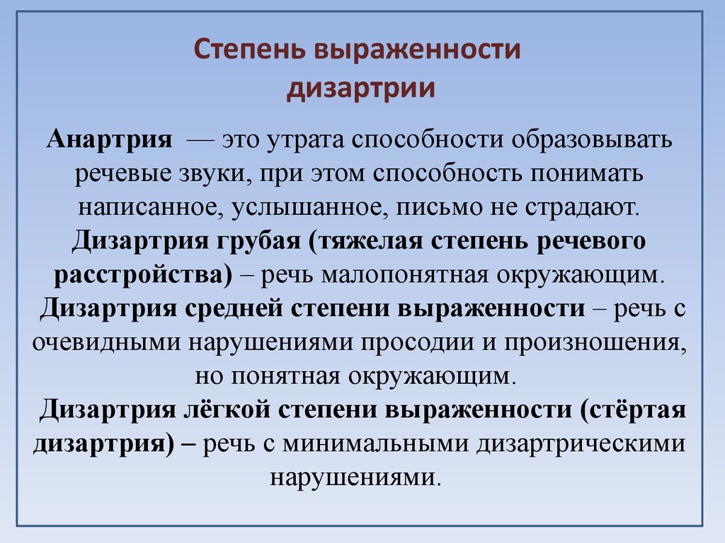 Дизартрия это в логопедии. Дизартрия и анартрия. Степени дизартрии. Анартрия это в логопедии.