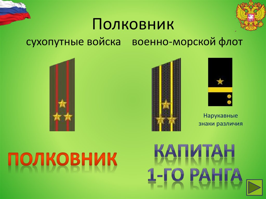 Воинские звания рф презентация