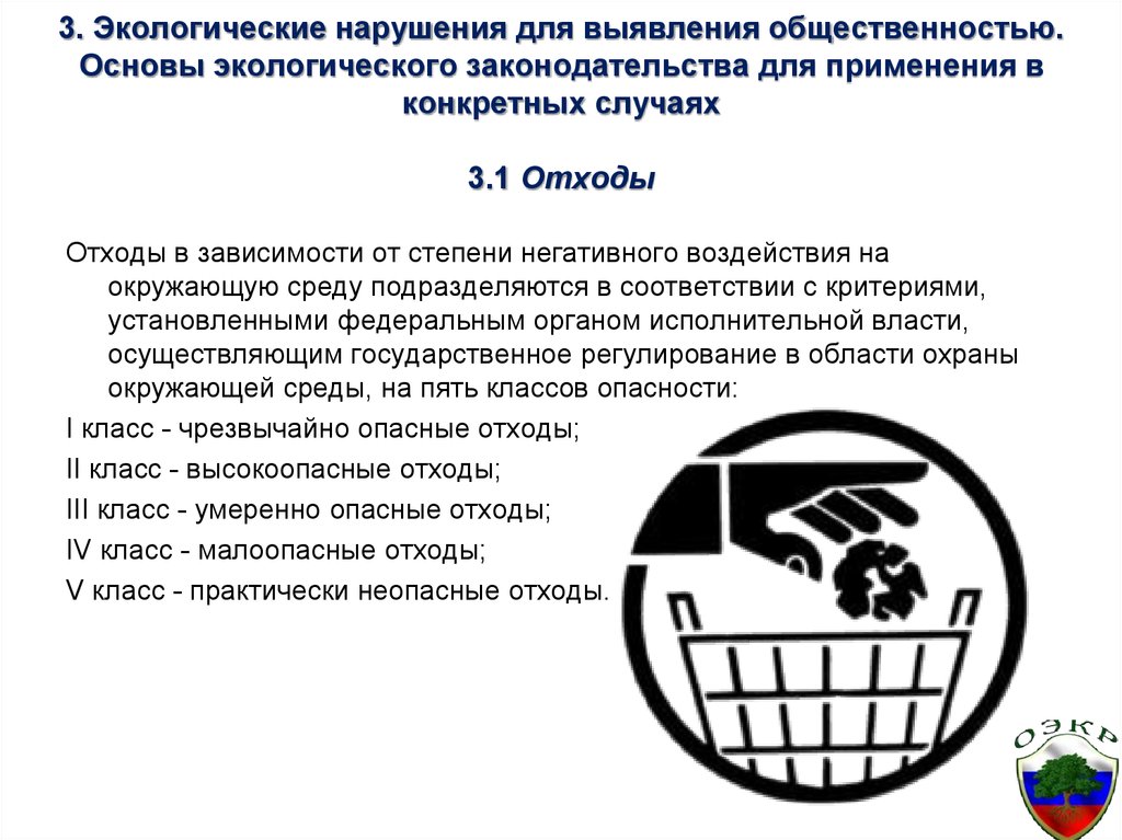 Экологические нарушения. Российское экологическое общество. Общественный экологический контроль России. Классы опасности экологического мониторинга. Реклама нарушающая природоохранное законодательство.