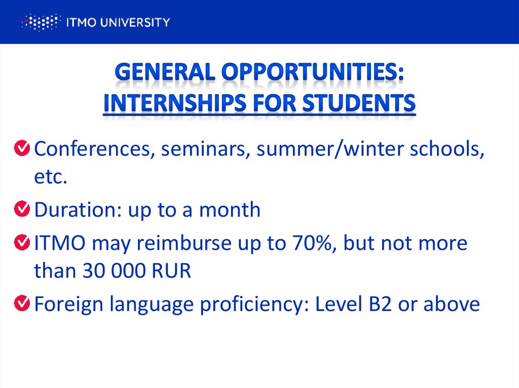 General Opportunities: INTERNSHIPS for Students