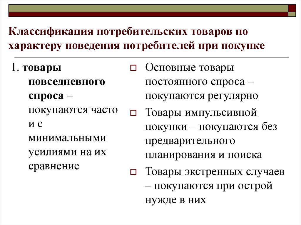 Потребитель и потребительское поведение. Классификация потребителей. Классификация товаров по характеру спроса. Характер поведения потребителей при покупке. Товар и его характеристики.