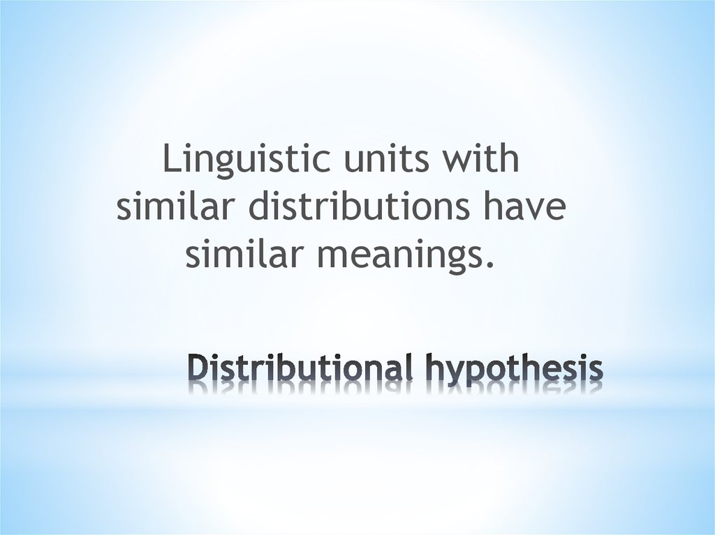 Distributional hypothesis