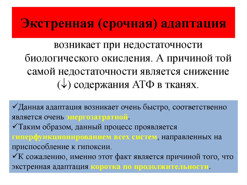 Быстро возникать. Срочная (экстренная) адаптация. Адаптация при гипоксии. Механизмы адаптации к гипоксии. Механизмы экстренной адаптации организма к гипоксии.