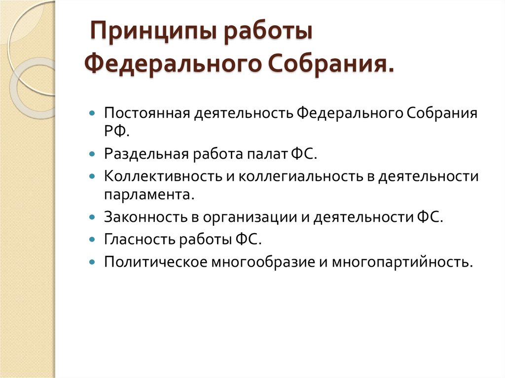 Организация и деятельность федерального собрания рф презентация