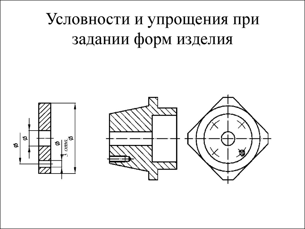 Упрощения на чертеже. Упрощения на сборочном чертеже. Условности на чертежах задания. Эскиз детали с применением условностей и упрощений