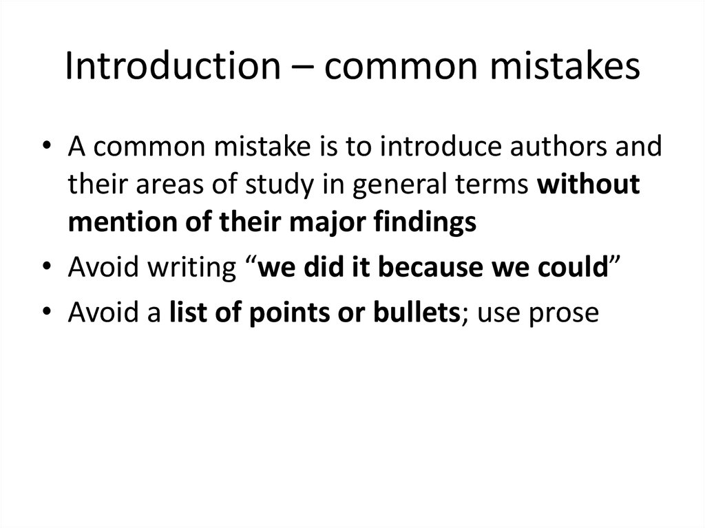 Introduction – common mistakes