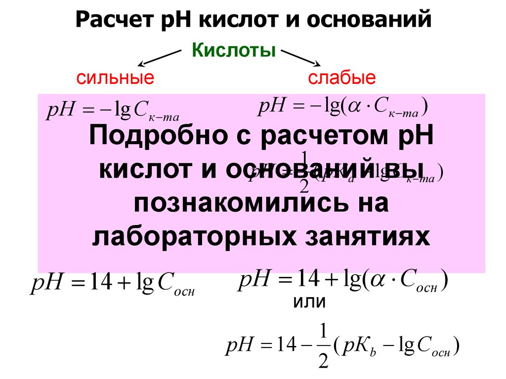 Расчет кислоты