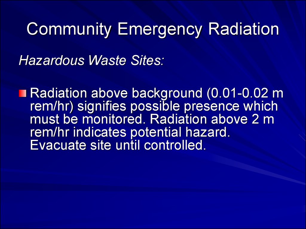 Community Emergency Radiation