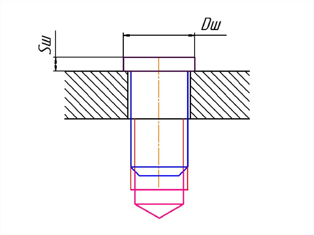 Шпилечное соединение упрощенное чертеж с размерами