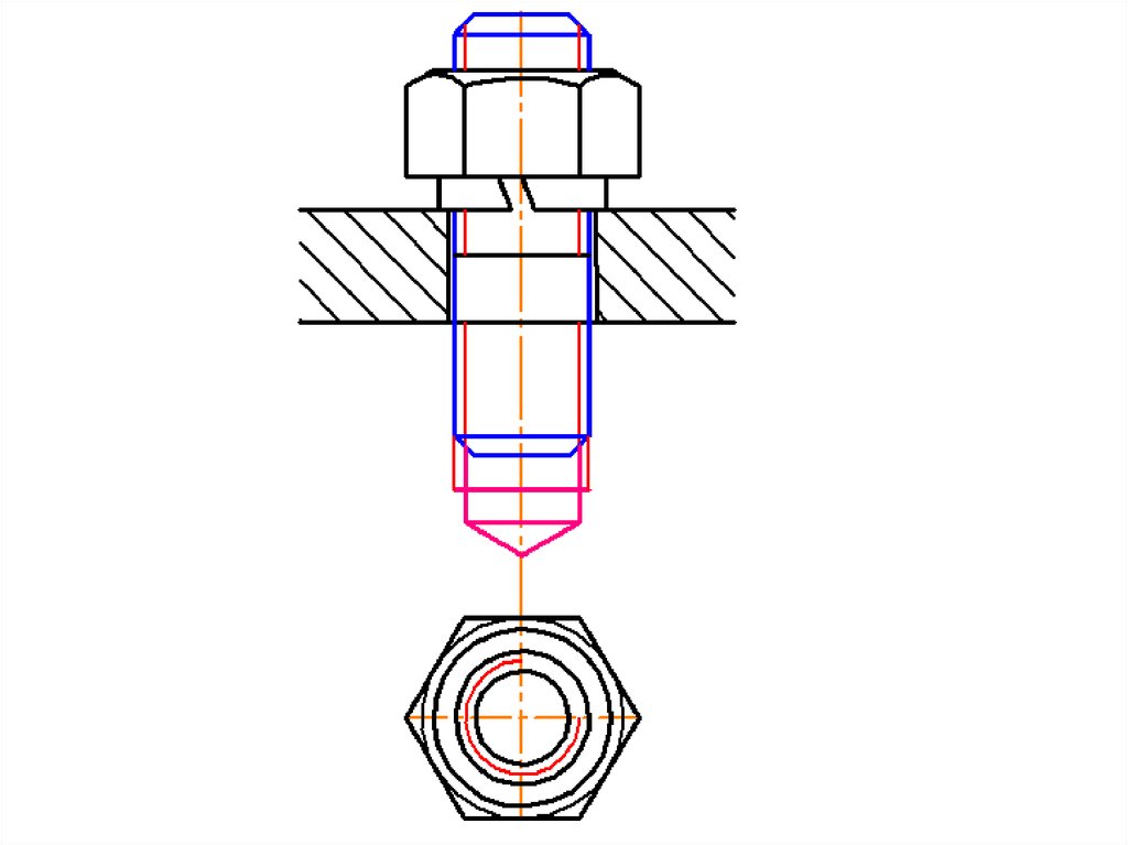 Шпилька чертеж. Шпилечное соединение сквозное. Соединение шпилькой сквозное. Соединение деталей шпилькой. Шпилька и шпилечное соединение.
