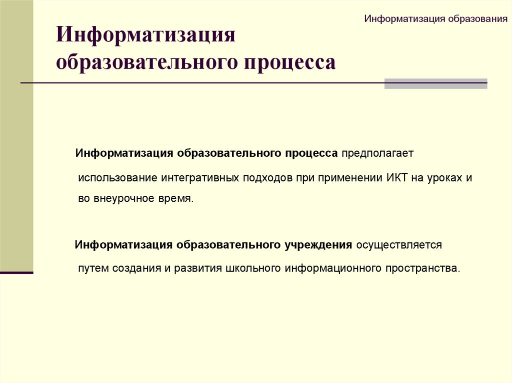 Информатизация в образовании презентация