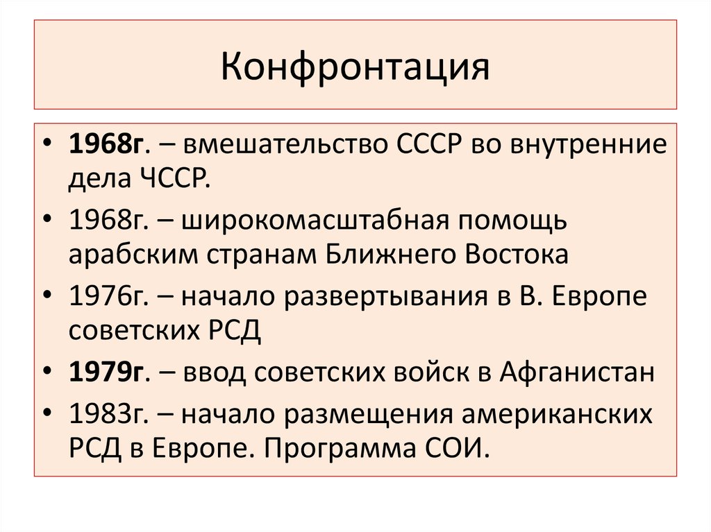 Внешняя политика от разрядки к новому витку конфронтации презентация 11 класс