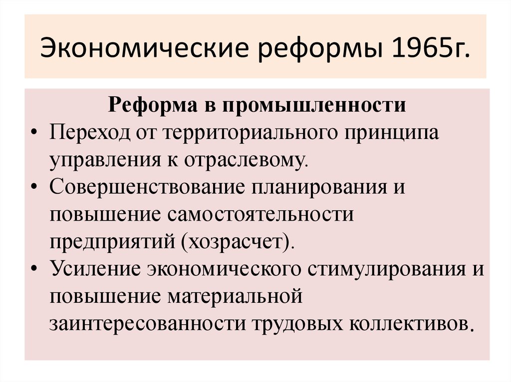 Экономические реформы 1965 года промышленность