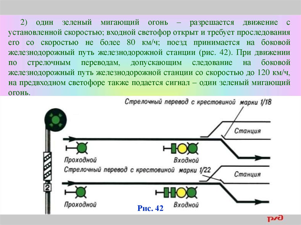Сигнализация по движению поездов. Входной светофор один зеленый огонь. Предвходной зеленый мигающий сигнал светофора ЖД. Зеленый мигающий входной светофор. Входной светофор на ЖД.