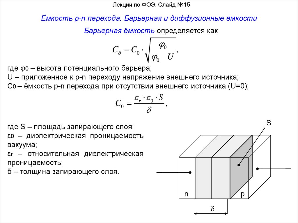 Что такое емкость. Барьерная емкость диода формула. Барьерная емкость p-n перехода формула. Диффузионная емкость p-n перехода. Барьерная емкость PN перехода.