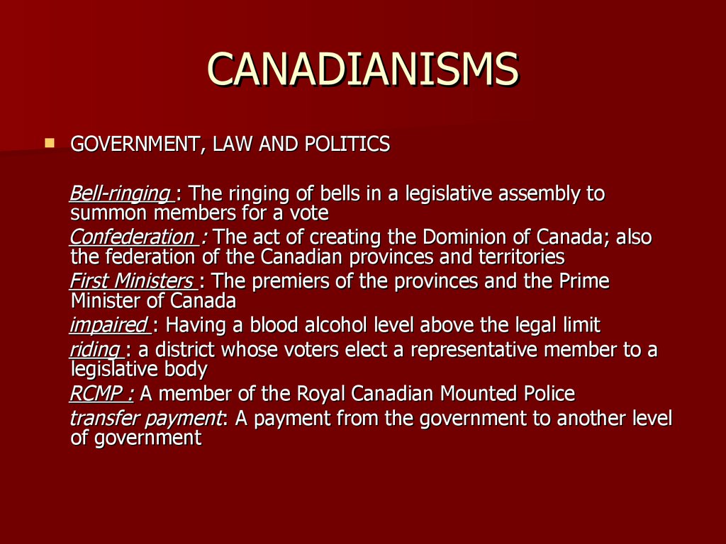 CANADIANISMS