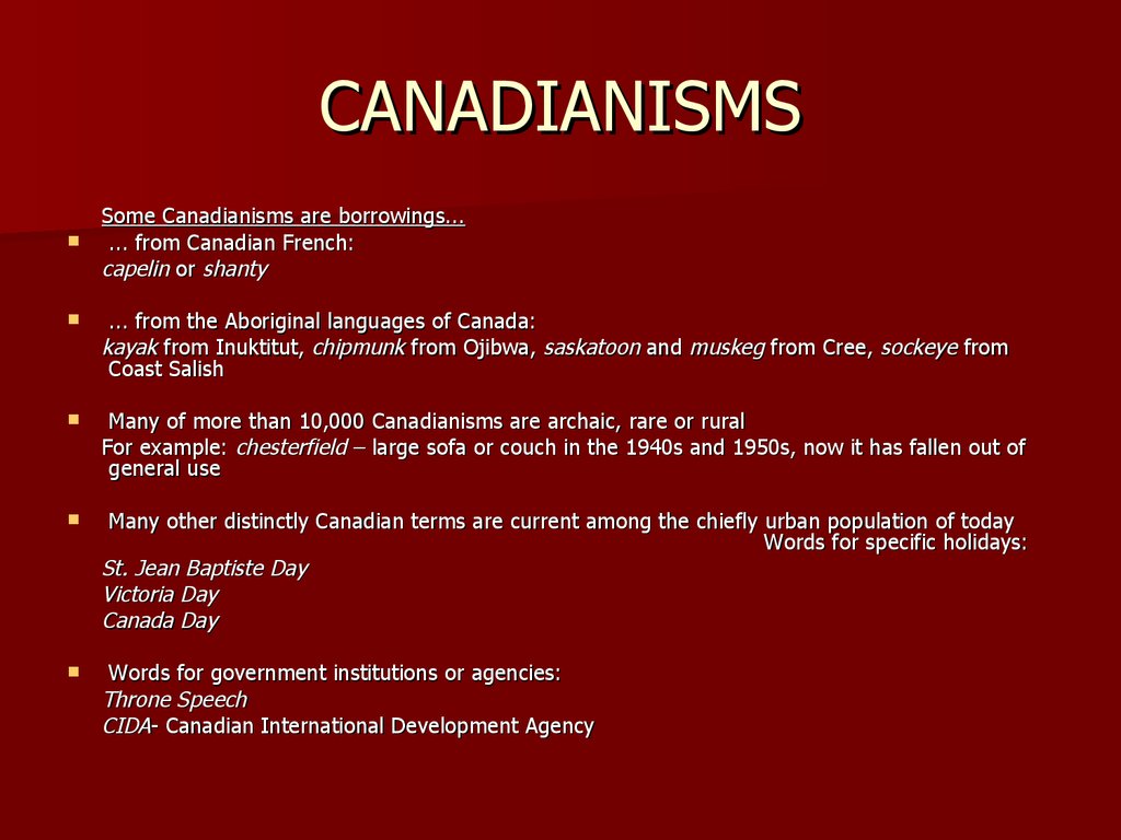 Canadian english (Mainland) - презентация онлайн