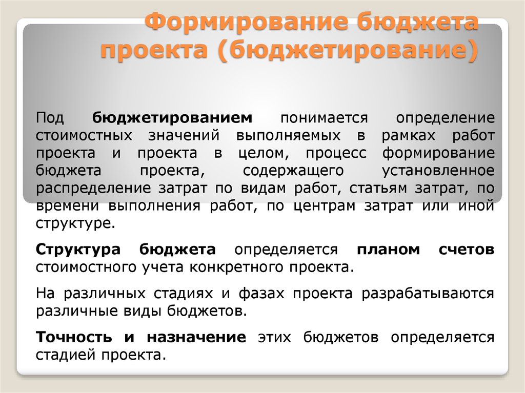 Наличие какого документа необходимо для создания детального расписания и бюджета проекта