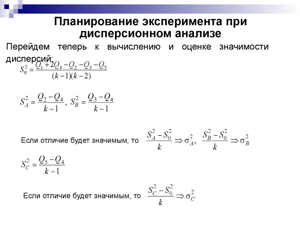 План однофакторного эксперимента