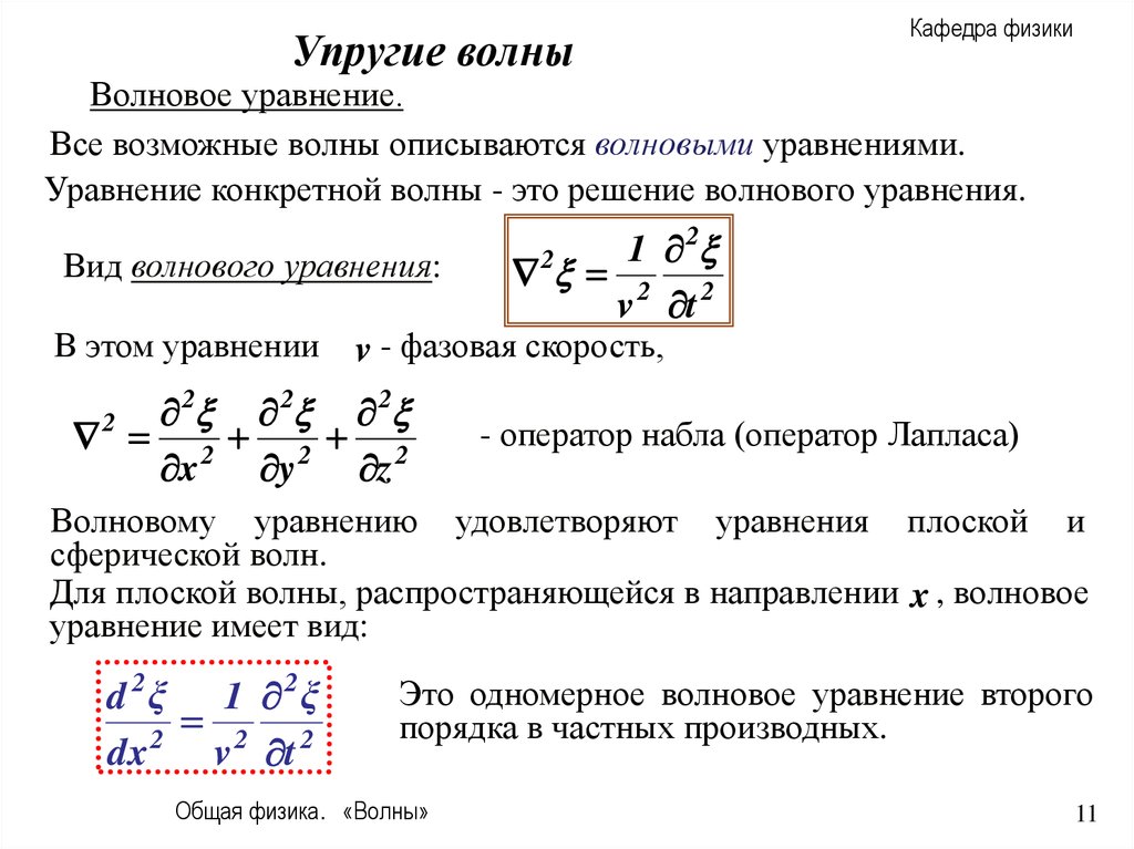 Волновое уравнение фазовая скорость