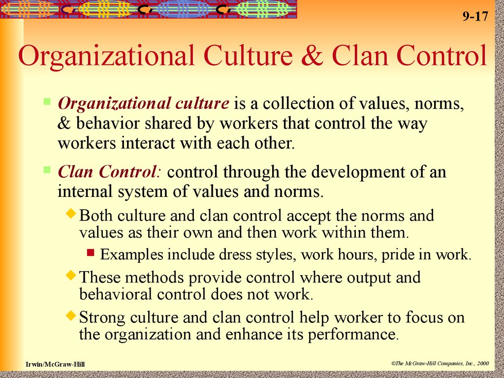 Organizational Culture & Clan Control