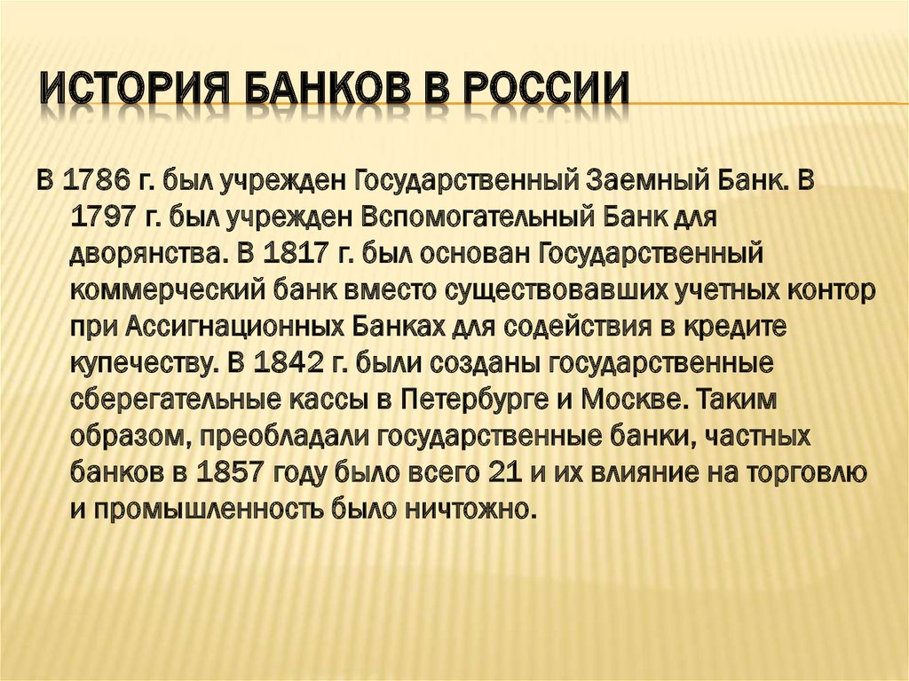 Появление первых банков в россии презентация