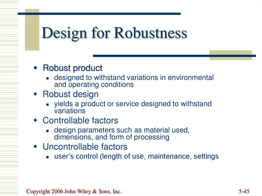 Design for Robustness