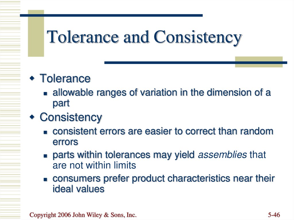 Tolerance and Consistency