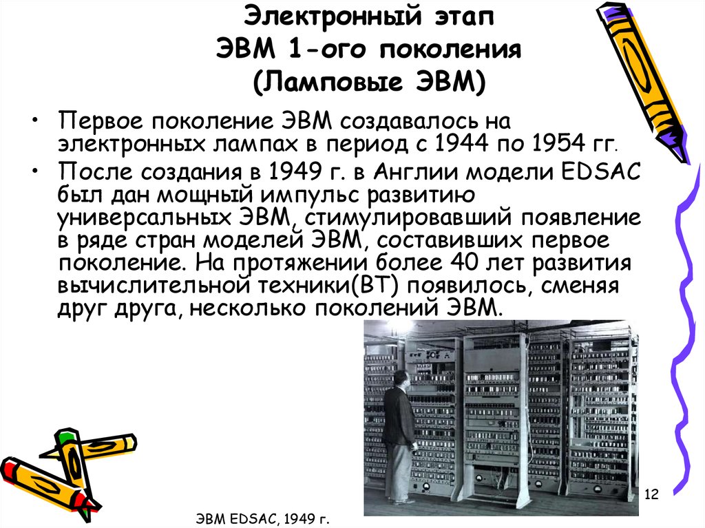 История создания и развития эвм 1 го поколения презентация