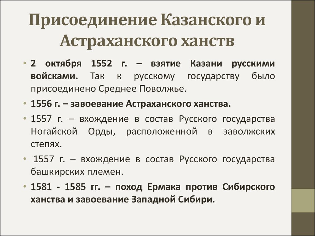 Процесс присоединения казанского ханства. Причины присоединения Казани. Присоединение Казанского и Астраханского ханств.