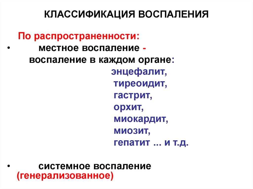 Виды экссудативного воспаления