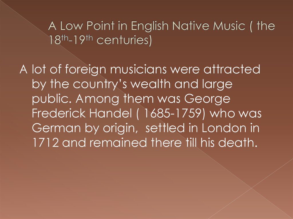 A Low Point in English Native Music ( the 18th-19th centuries)