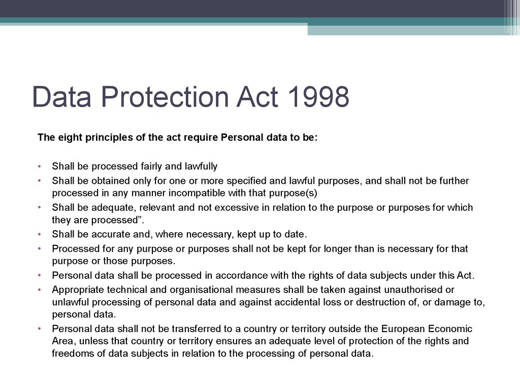 Data Protection Act 1998 Essays