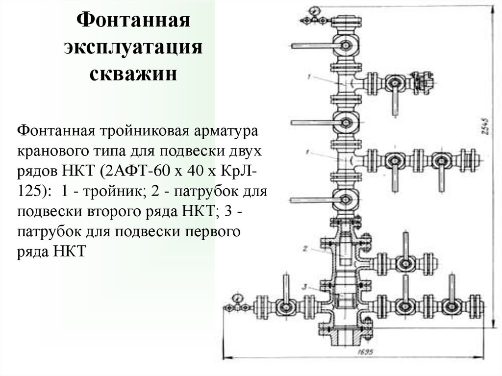 Схема оборудования фонтанной скважины