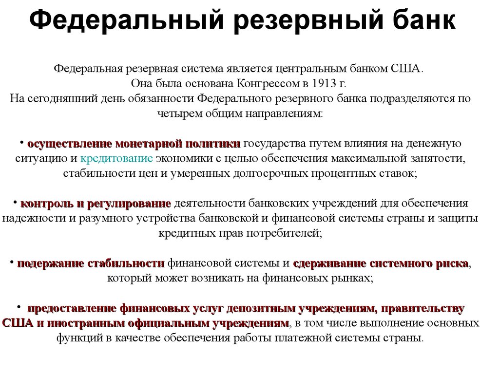 Финансовая система сша презентация