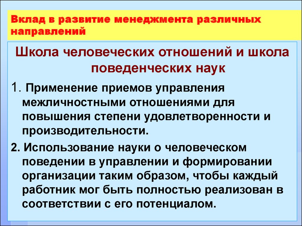 Школы менеджмента презентация