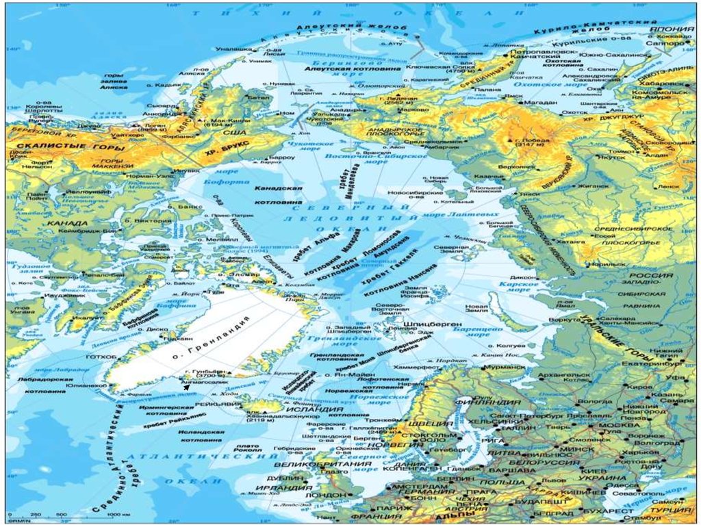 Хребты ледовитого океана. Северный Ледовитый океан географическая карта. Карта Северный Ледовитый океан 4 класс. Карта Северного Ледовитого океана с морями заливами и проливами. Северный Ледовитый океан на карте физическая карта.