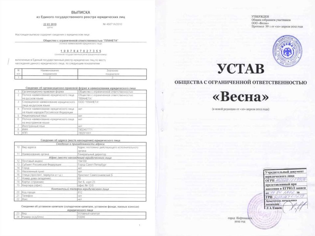 Образец выписки из устава ооо