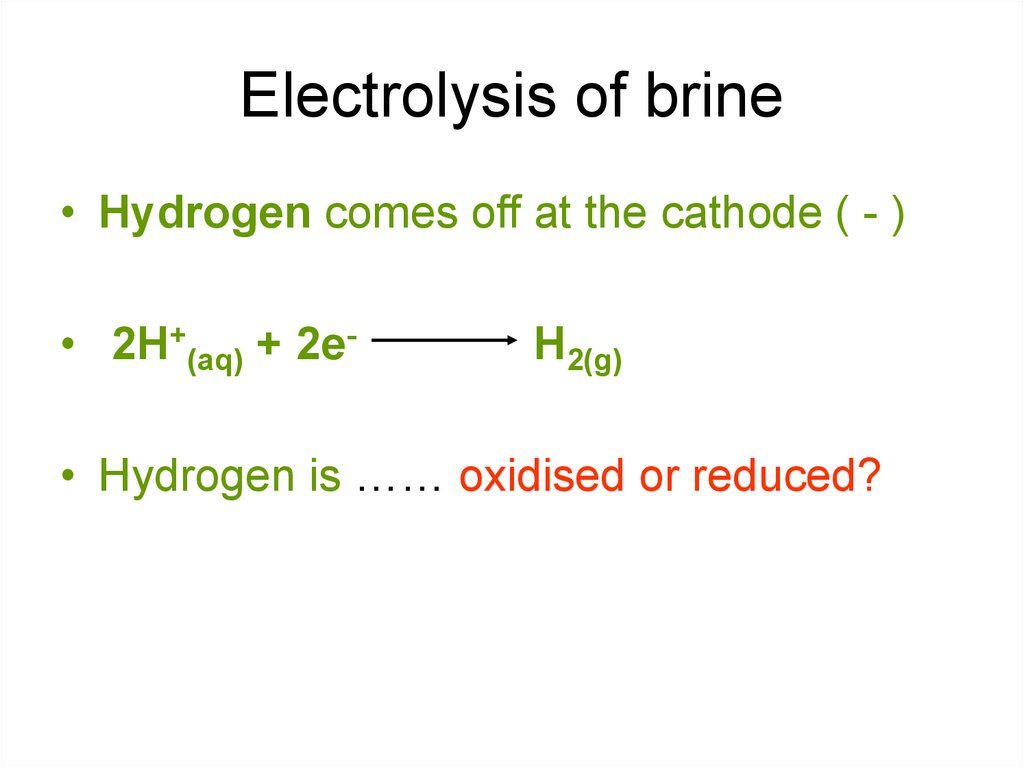 Electrolysis of brine