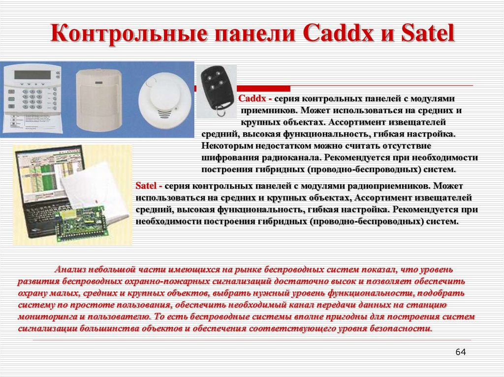 Контрольные панели Caddx и Satel