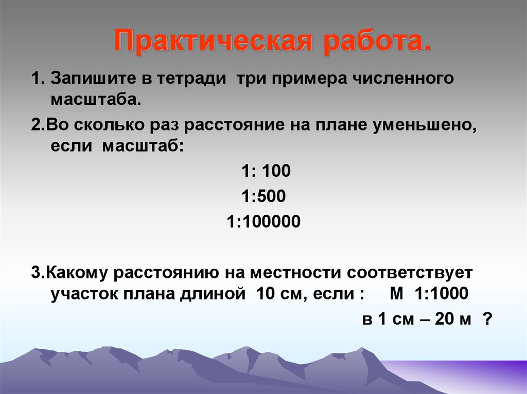 Показатель по которому можно узнать во сколько раз расстояния на местности уменьшены при изображении