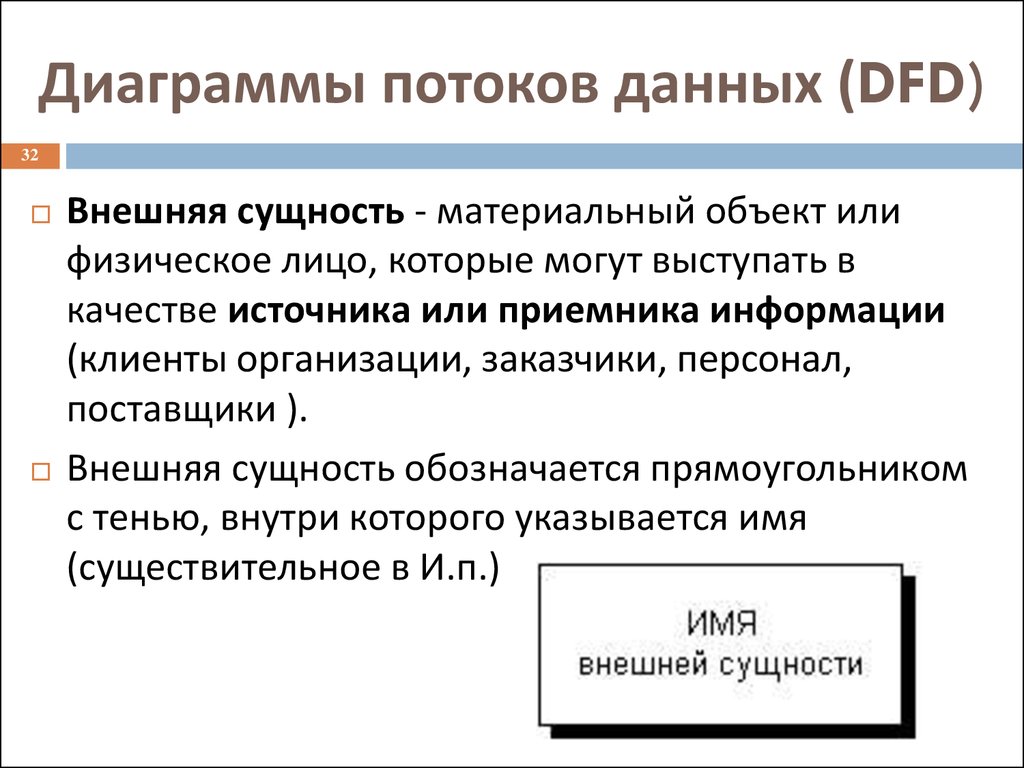 Вещи не всегда имеют материальную сущность. Внешняя сущность. Диаграмма потоков данных DFD. Внешняя сущность обозначается. Сущность материального потока.