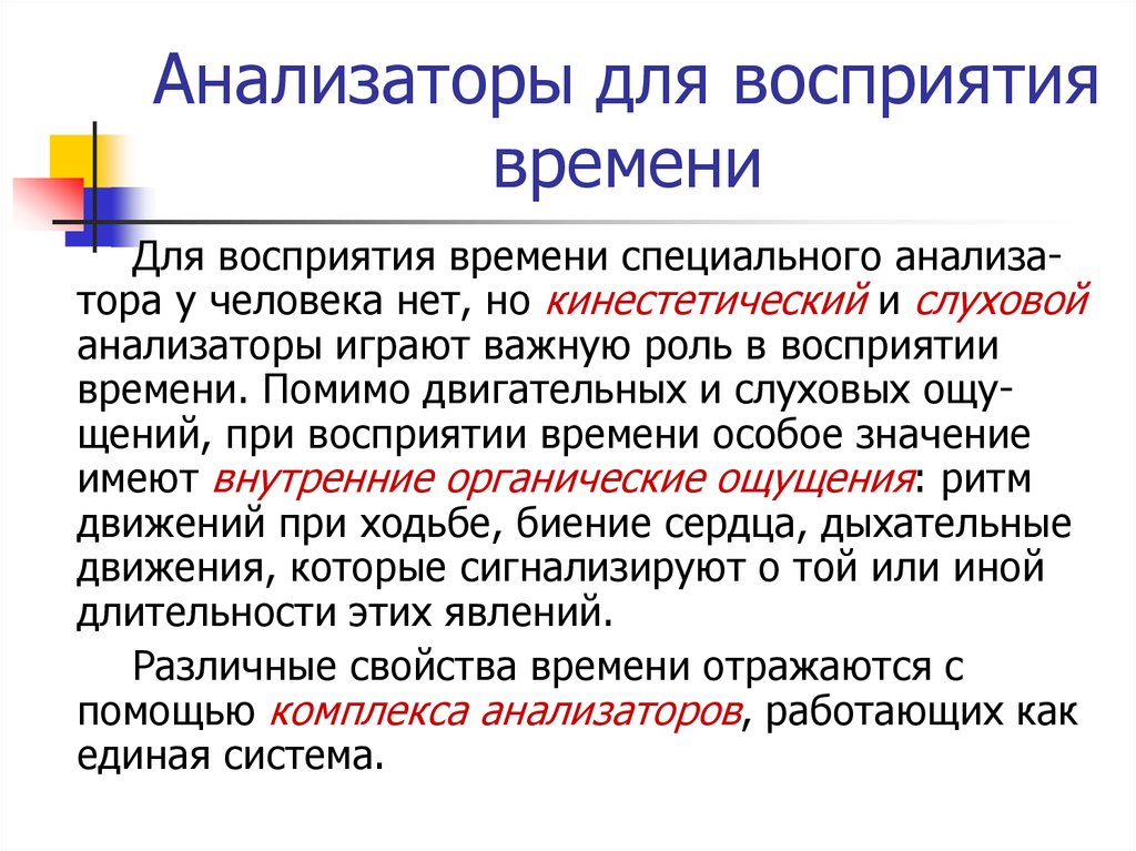 Восприятие времени. Анализаторы восприятия. Восприятие времени у дошкольников. Анализаторы воспринимают.