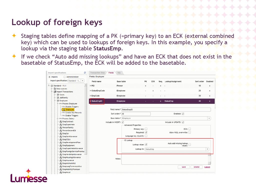 Lookup of foreign keys