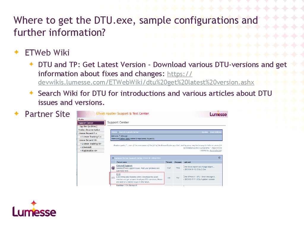 Where to get the DTU.exe, sample configurations and further information?