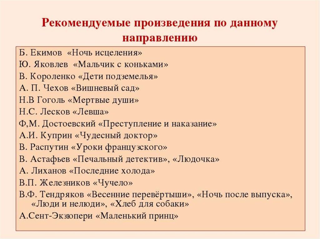 Произведения для сочинения по русскому