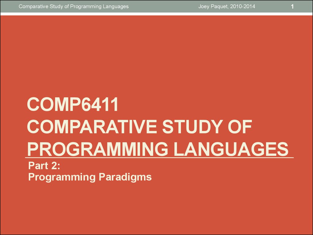 Comp6411 Comparative Study Of Programming Languages Part 2 Online Presentation